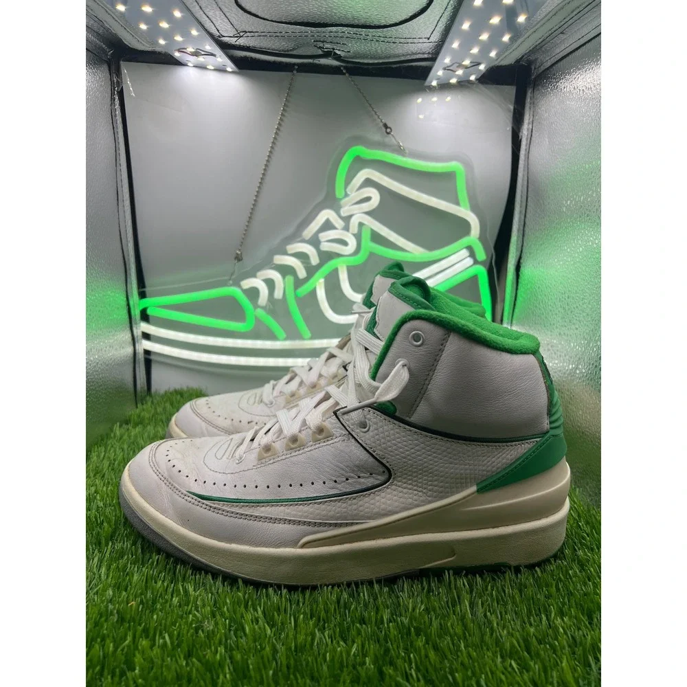 Jordan 2 Retro White Varsity Green High Top Sneakers Shoes Men's Size 8